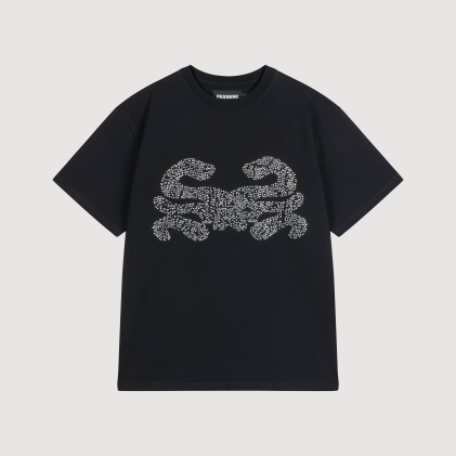 MONOGRAM CRYSTALS T-SHIRT (BLACK)